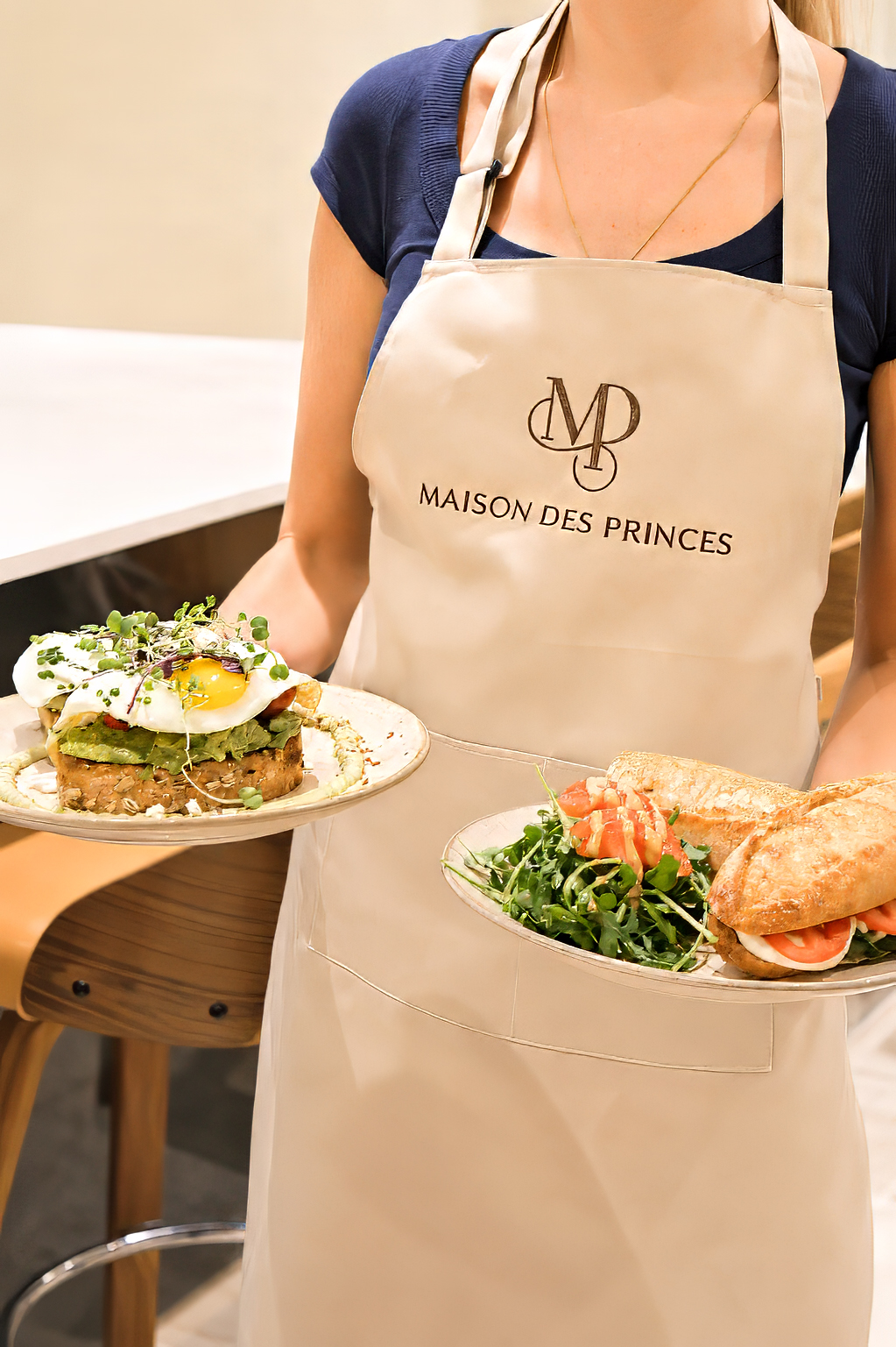 Fresh breakfast and lunch dishes served at Maison des Princes café in Midtown Manhattan NYC