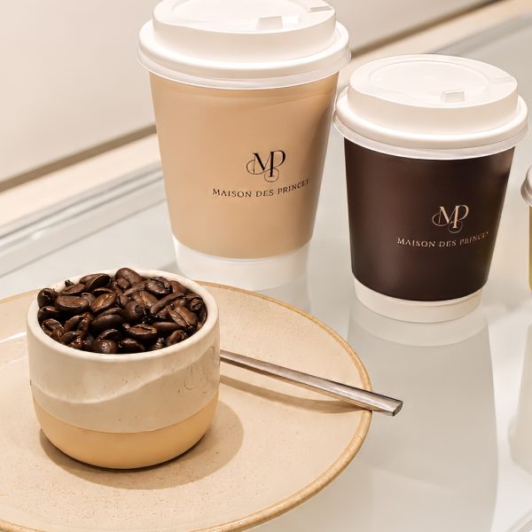 Hot coffee served in Maison des Princes cups at our Midtown Manhattan café in New York City