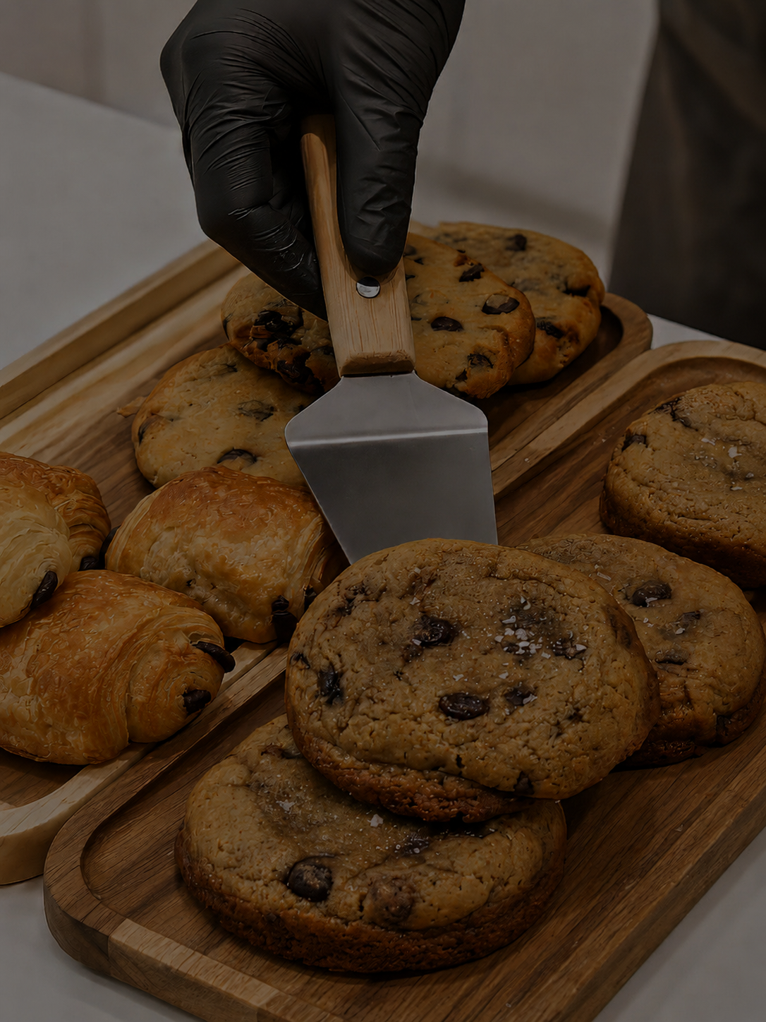 Fresh baked chocolate chip cookies and French pastries at Maison des Princes in Midtown Manhattan NYC